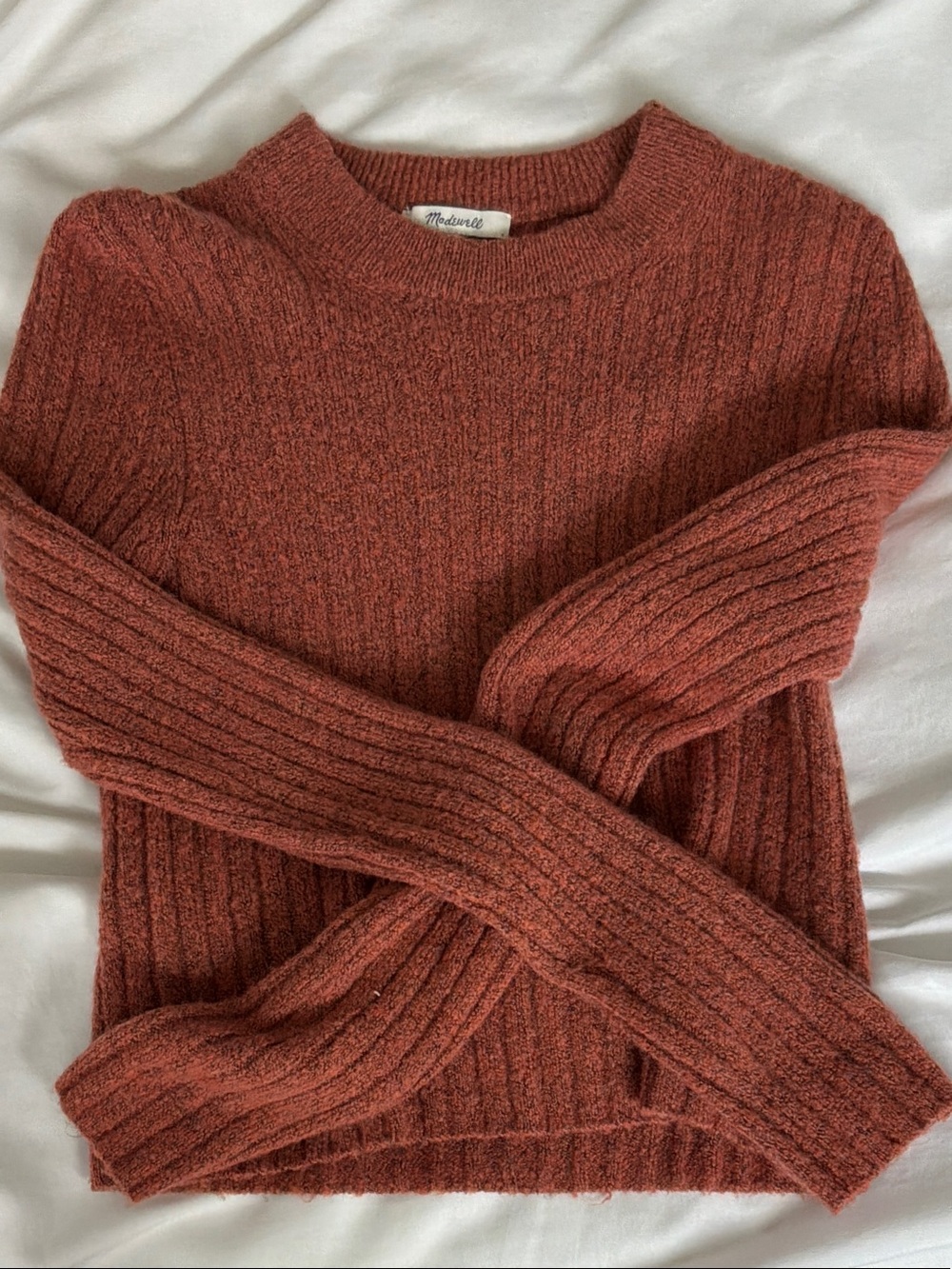 Madewell Ribbed Crewneck Sweater in Rustic Orange